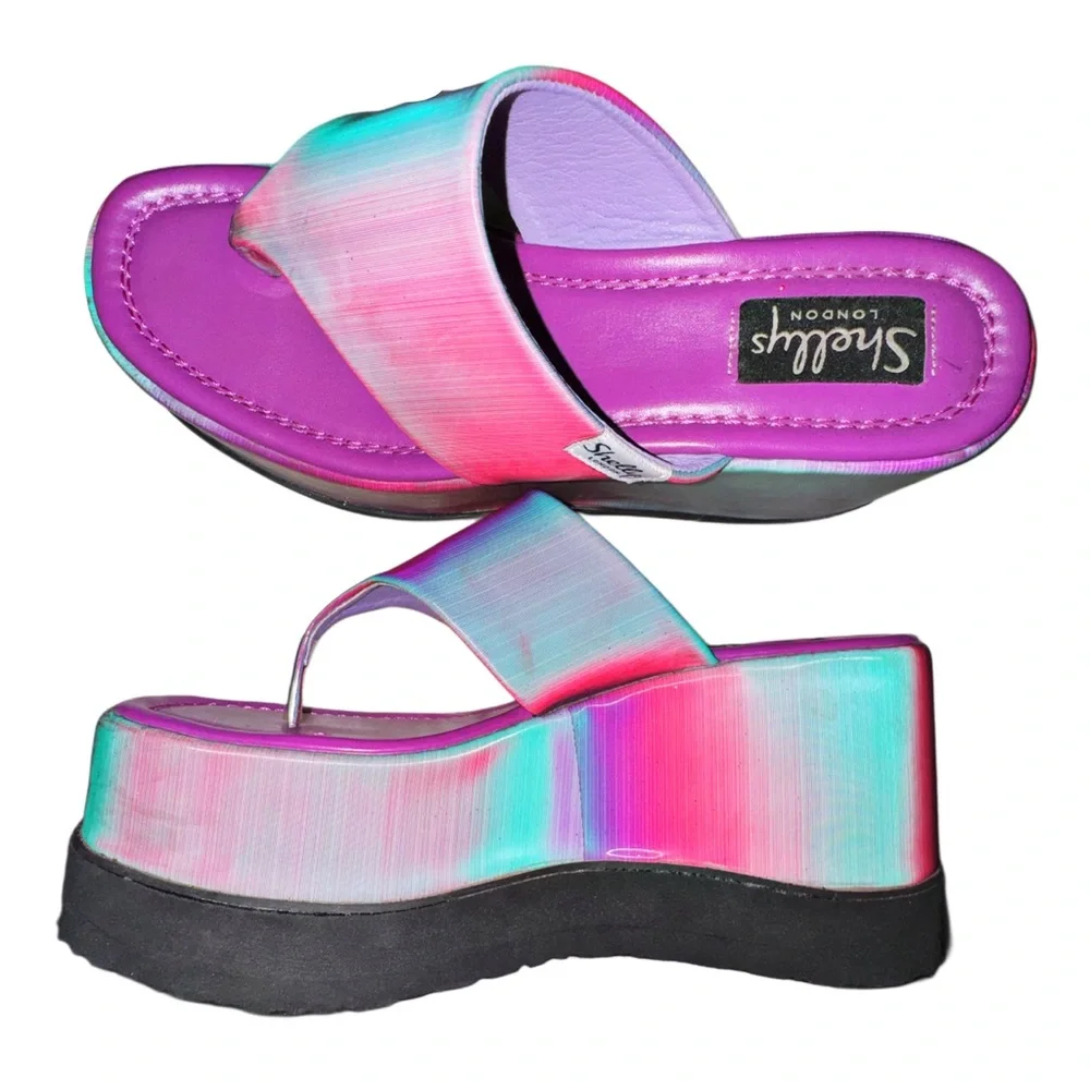 🔥HP🔥Shellys London for Dolls Kill Purple Ombre Klub Platform Wedges - Picture 2 of 13